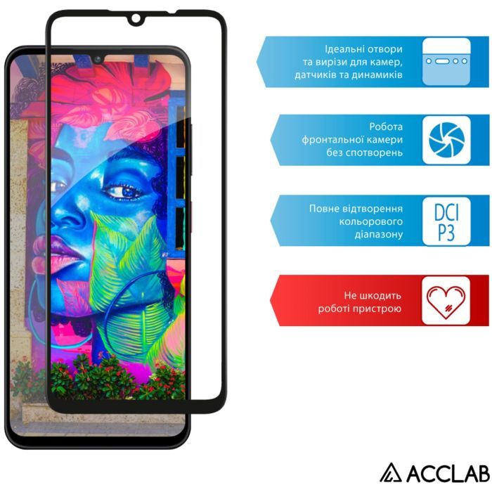 Скло захисне ACCLAB Full Glue ZTE Blade A35 Black (1283126598845) зображення 5