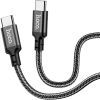 Дата кабель USB-C to USB-C 1.0m 60W nylon X14 black HOCO (6931474752215) зображення 2