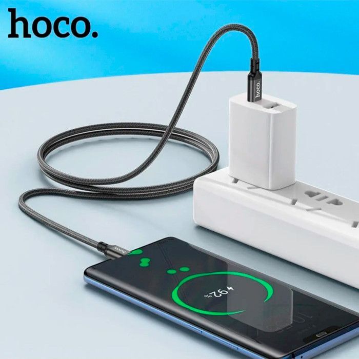 Дата кабель USB-C to USB-C 1.0m 60W nylon X14 black HOCO (6931474752215) зображення 8