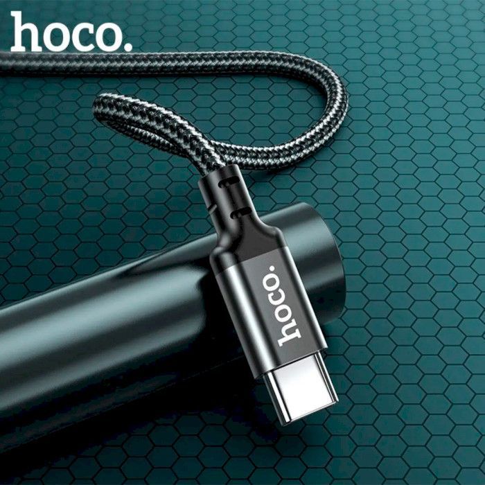 Дата кабель USB-C to USB-C 1.0m 60W nylon X14 black HOCO (6931474752215) зображення 9