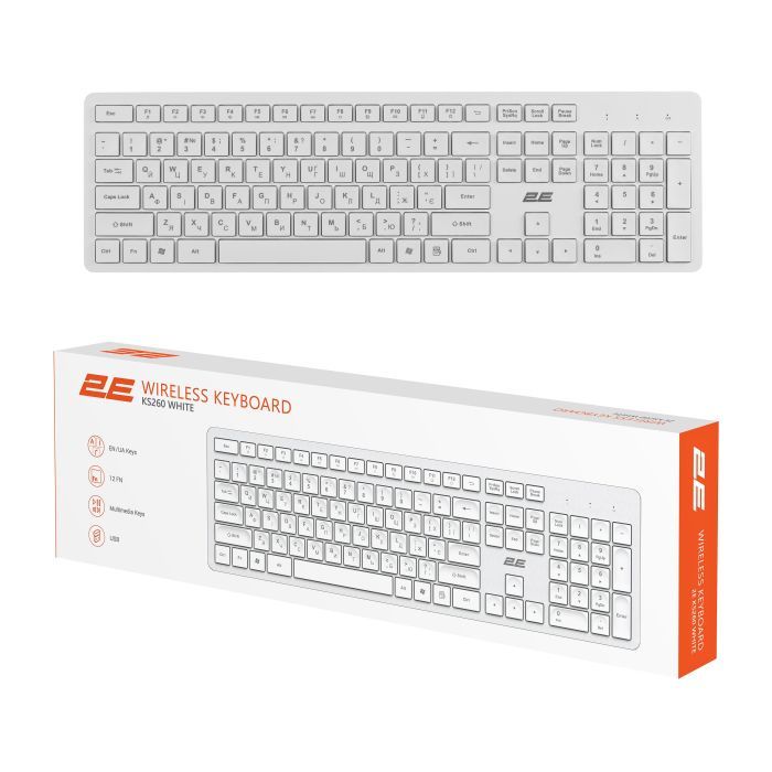 Клавиатура 2E KS260 106key Wireless UA White (2E-KS260WWH_UA) изображение 10