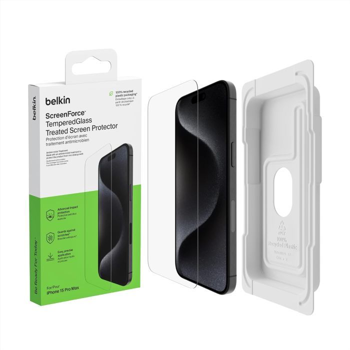Стекло защитное Belkin iPhone 15 Pro Max TemperedGlass (OVA138ZZ) изображение 8