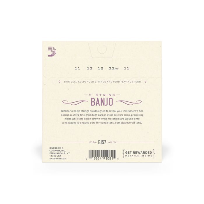 Струны для гитары D'Addario Banjo Nickel Plated Steel Custom Medium (11-22) (EJ57) изображение 3