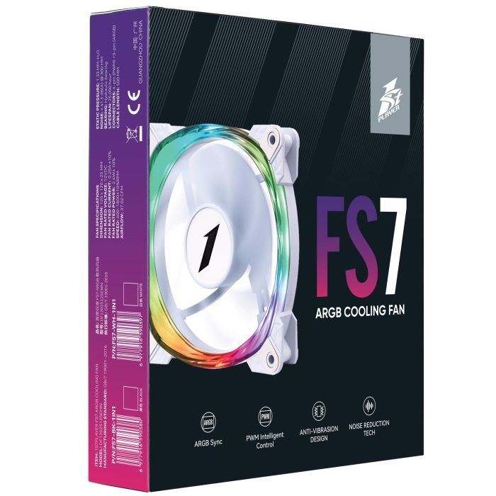 Кулер для корпуса 1stPlayer FS7 White (FS7-WH-1IN1) изображение 10