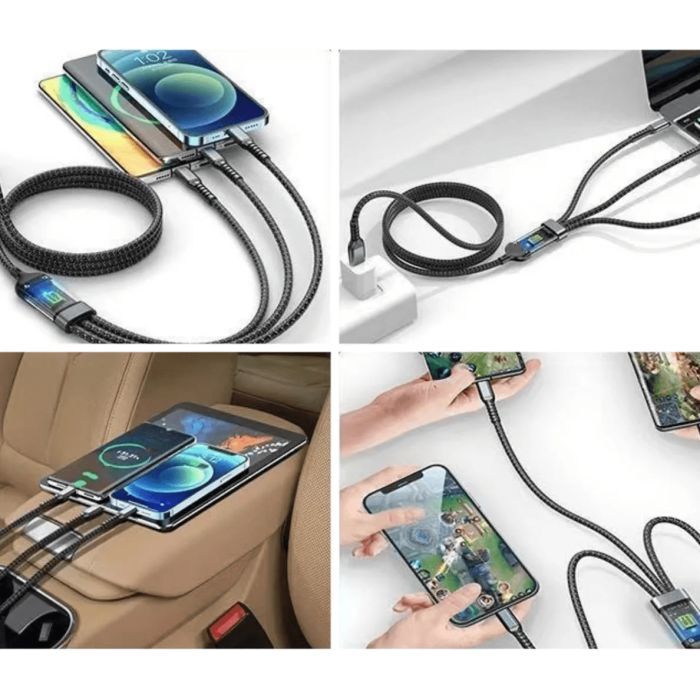 Дата кабель USB 2.0 AM to Lightning + Micro 5P + USB-C 1.2m 100W nylon black XoKo (SC-3100) изображение 10