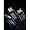 Дата кабель USB 2.0 AM to Lightning + Micro 5P + USB-C 1.2m 100W nylon black XoKo (SC-3100) изображение 7