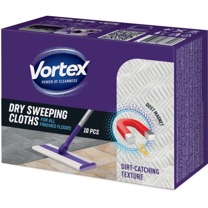 Серветки для прибирання Vortex Сухі Для підмітання підлоги 10 шт. (4823071667417)