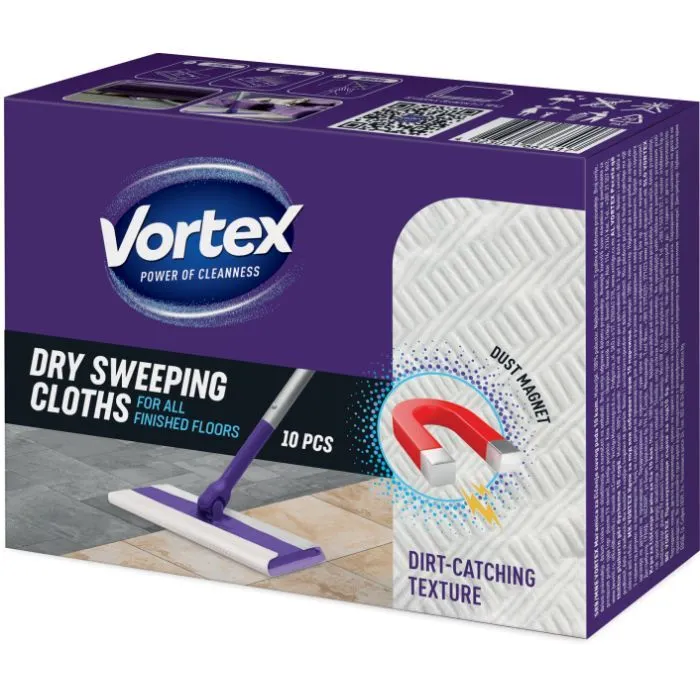 Серветки для прибирання Vortex Сухі Для підмітання підлоги 10 шт. (4823071667417)