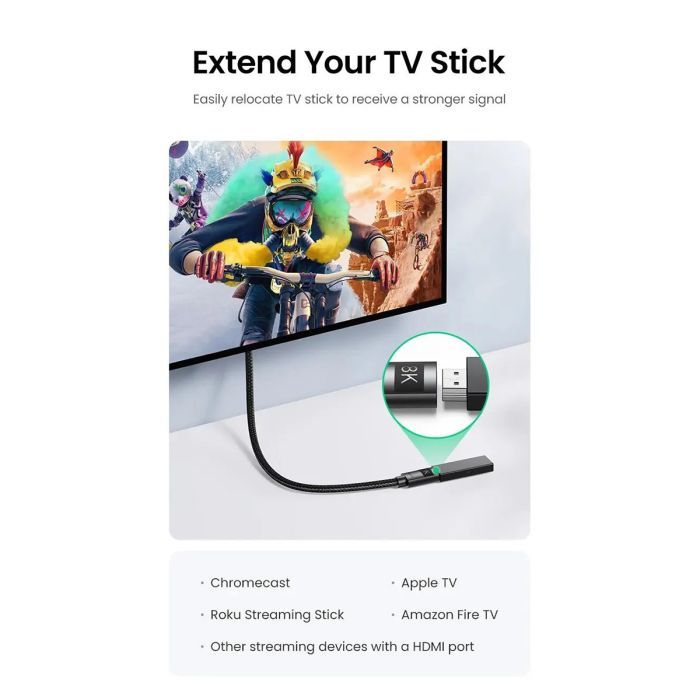 Кабель мультимедийный HDMI M to HDMI F 1.0m 8K HD151 black UGREEN (40447) изображение 6