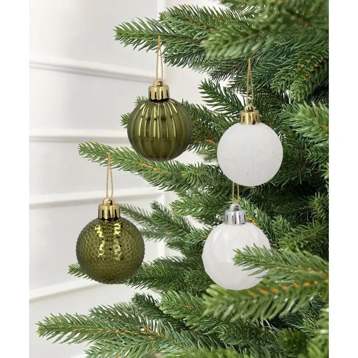 Елочная игрушка Chomik пластикові кульки 16 шт, 4 см, зелені і білі (5900779877351_2) изображение 7