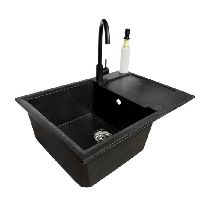 Мийка кухонна Adamant Horizon Medium чорний + змішувач та дозатор (4824296104503)