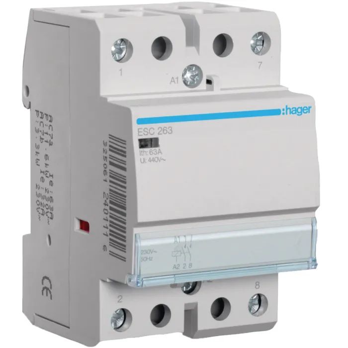 Автоматичний вимикач Hager 63 A 230V 2NO 3P (B) (ESC263)