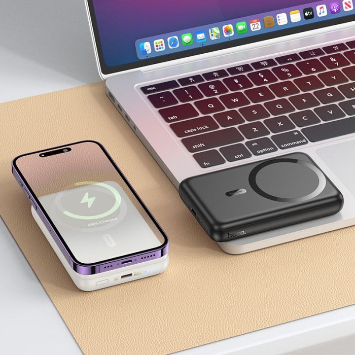 Батарея універсальна HOCO 10000mAh Grace PD/20W Magnetic White (J141 / 714985) зображення 10