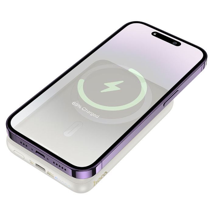 Батарея універсальна HOCO 10000mAh Grace PD/20W Magnetic White (J141 / 714985) зображення 5