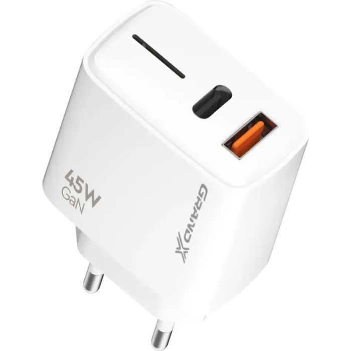 Зарядное устройство Grand-X GaN 1xUSB-C + 1xUSB QC3.0 45W white (CH-460W) изображение 2