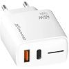 Зарядное устройство Grand-X GaN 1xUSB-C + 1xUSB QC3.0 45W white (CH-460W) изображение 3