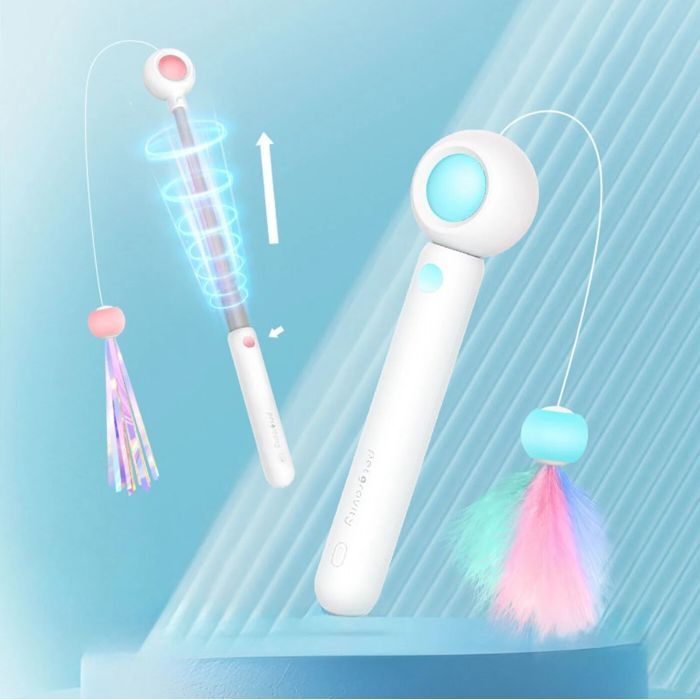 Игрушка для кошек Petgravity Интерактивная выдвижная удочка с лазером розовая (PG-CT053P) изображение 7