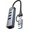 Концентратор LDNIO USB-A + USB-C 4-in-1 3xUSB 3.0 + 1xRJ45 (DS-144UC) изображение 4