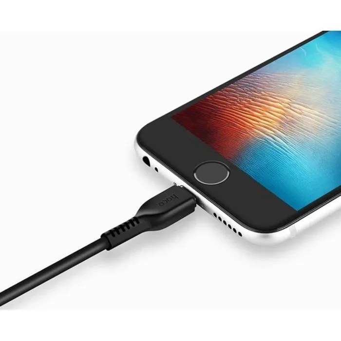 Дата кабель USB 2.0 AM to Lightning 2.0m 2A X20 black HOCO (6957531068860) изображение 4