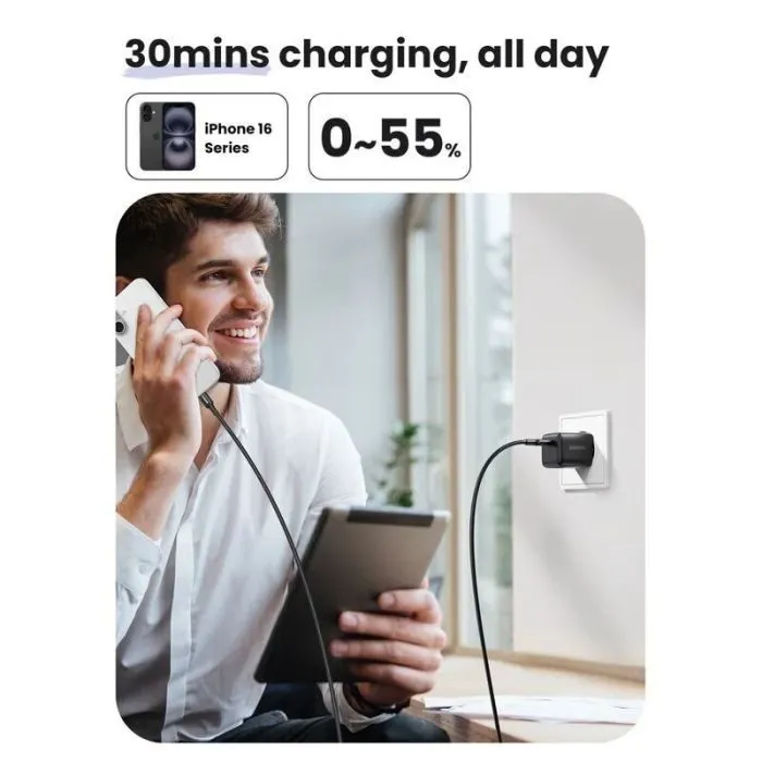 Зарядное устройство Ugreen X513 USB-C PD30W QC4.0 GaN black (65007) изображение 5