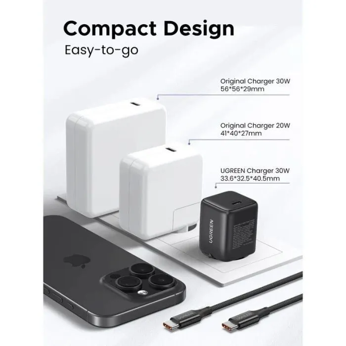 Зарядное устройство Ugreen X513 USB-C PD30W QC4.0 GaN black (65007) изображение 6