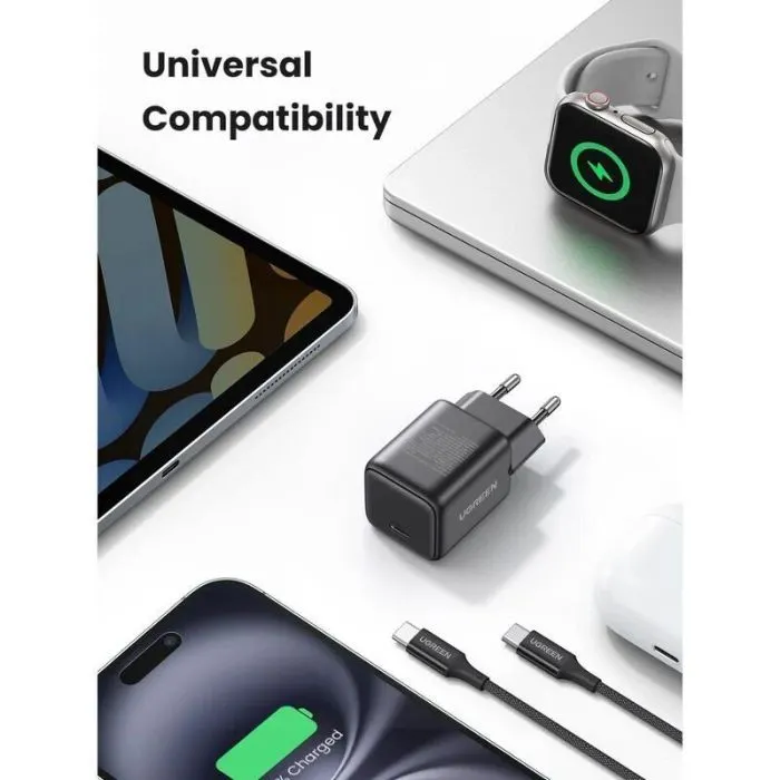 Зарядное устройство Ugreen X513 USB-C PD30W QC4.0 GaN black (65007) изображение 7