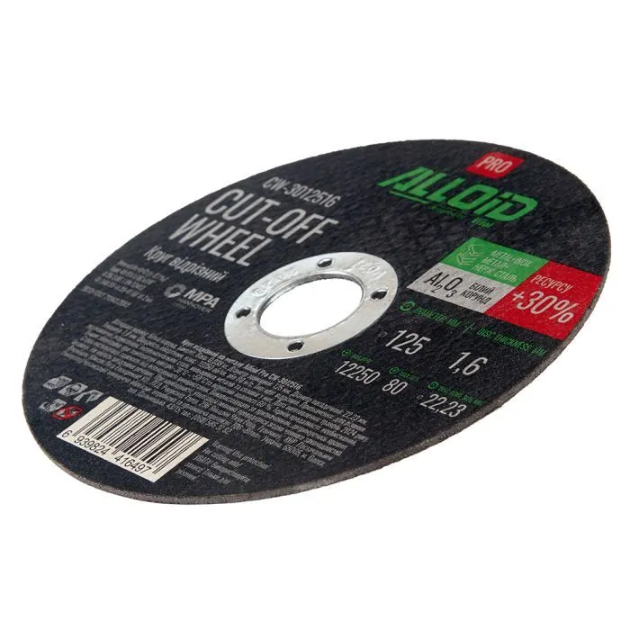 Круг отрезной Alloid Pro, отрезной, по металлу, 41 14А, 125×1.6×22.23мм (CW-3012516) изображение 3
