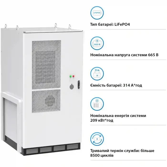 Система зберігання енергії GSL 665.6V 314Ah 208kWh IP65 (GSL-BESS-209K) зображення 4