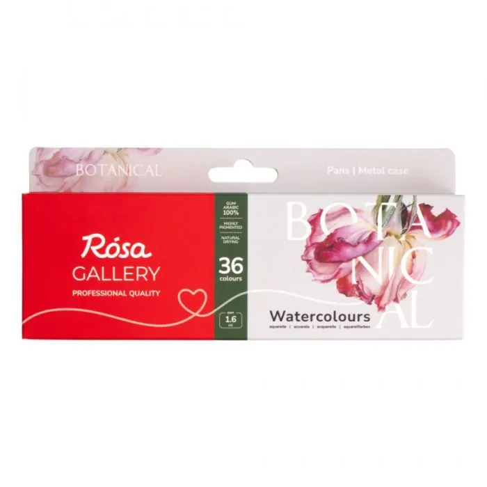 Акварельные краски Rosa Gallery BOTANICAL, 36*1,6мл, півкювета, металевий пенал (4823098548102) изображение 2