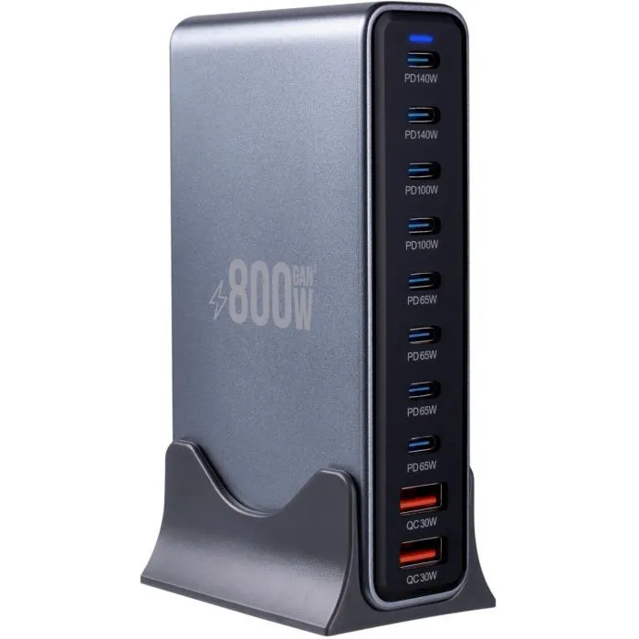 Зарядний пристрій XoKo 8xUSB-C PD 65 - 140W + 2xUSB QC30W GaN3 800W (XK-QC-800) зображення 4